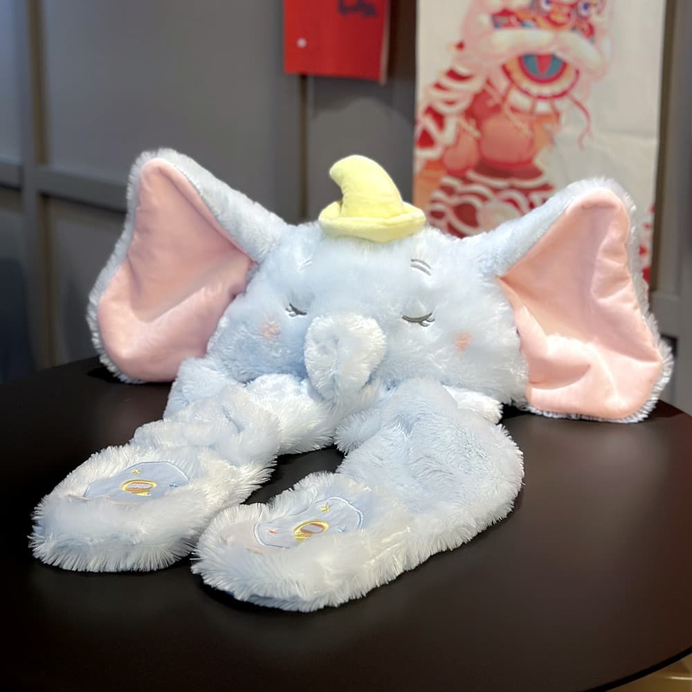 Bonito dos desenhos animados bebê elefante cachecol chapéu uma feminino inverno pelúcia quente proteção de orelha cachec