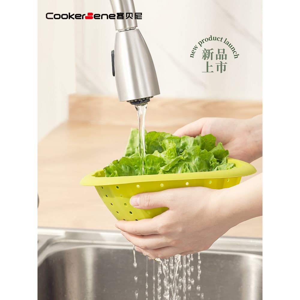 Cesta de drenagem doméstica Cesta de lavagem de vegetais Cesta de drenagem de cozinha Lavagem de vegetais Espremendo veg