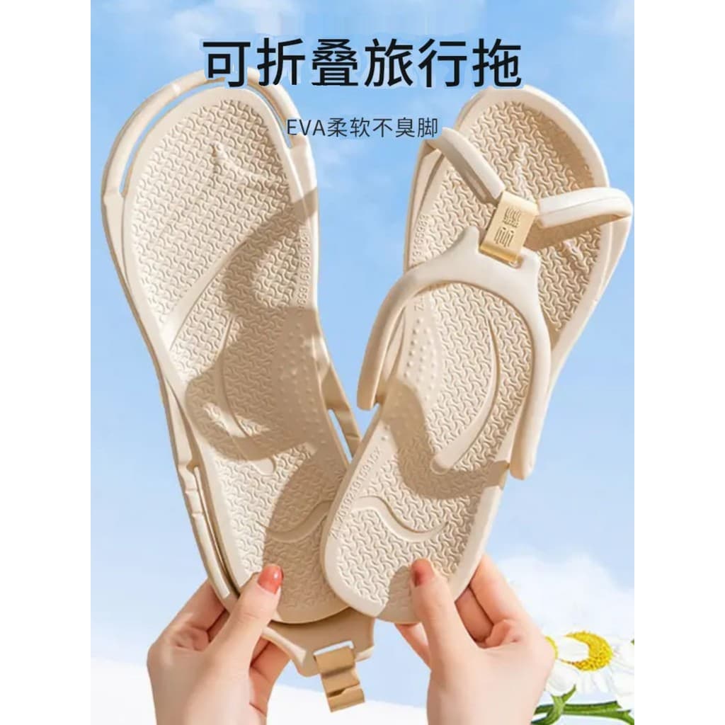 Chinelos de viagem dobráveis mulheres verão portátil natação Flip-Flops banho descartável Hotel viagem de negócios sandá