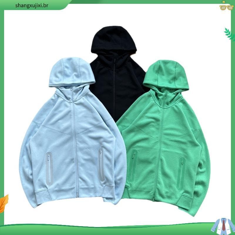 Jaqueta masculina Casual esportiva de malha com zíper e capuz