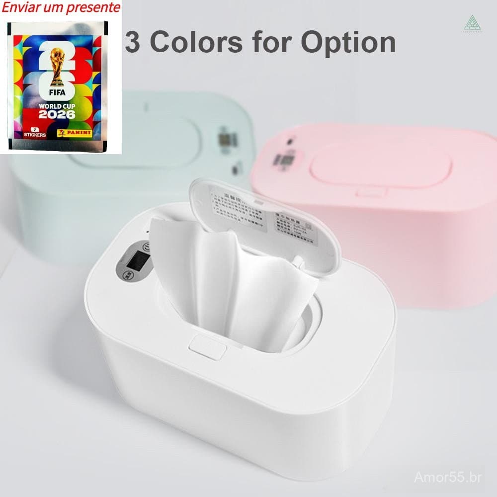 Aquecedor de Lenços Umedecidos para Bebês com Display Digital, Dispensador de Grande Capacidade, Alimentação USB FYIR 84