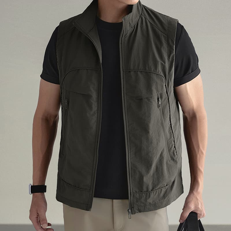 Homens Workwear colete fino ao ar livre colete Casual respirável colete de pesca de secagem rápida macacão colete jaquet