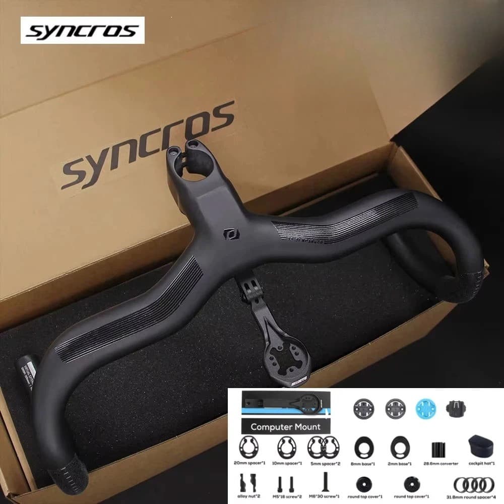 SYNCROS Creston IC SL Guiador De Carbono Roteamento Interno Bicicleta De Estrada Di2 Preto Fosco Cockpit Integrado Com M