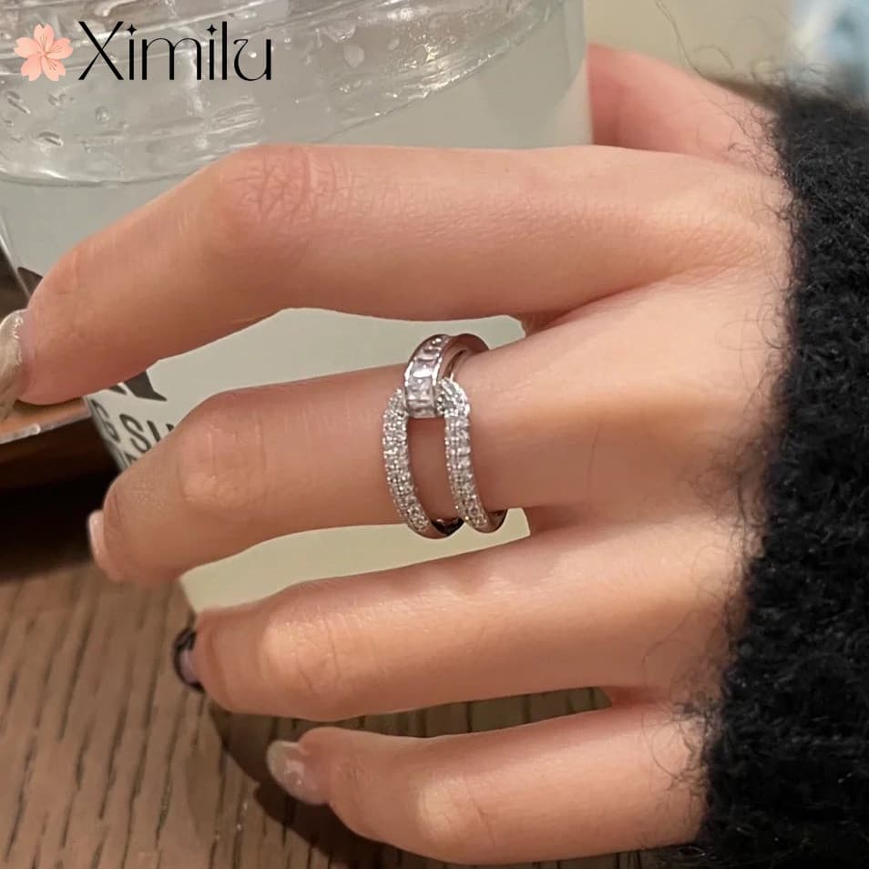 ❤ Design Original luz anel de luxo feminino estilo legal nicho Super requintado Micro-incrustado jóias simples