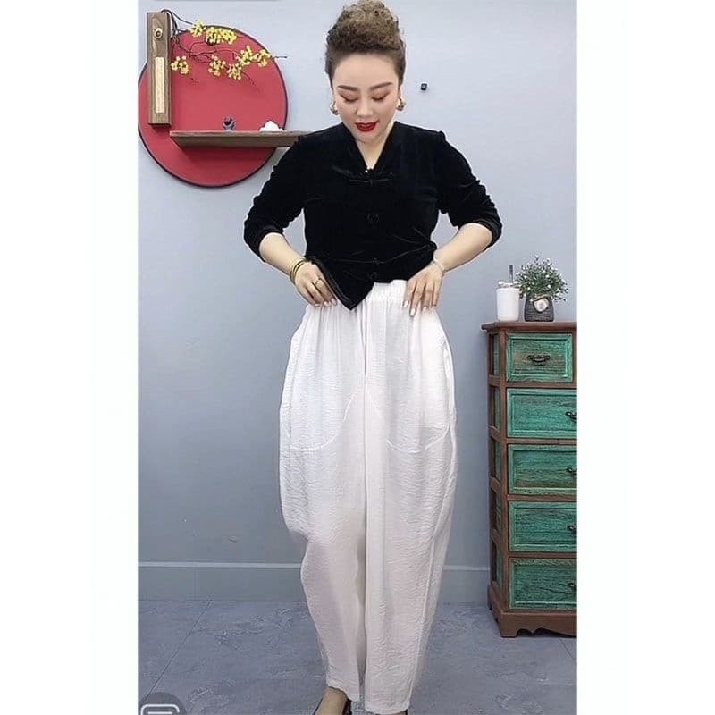 Calças harém calças casuais Design feminino moda nicho cintura elástica solta mais magro olhar All-Match elegante tornoz