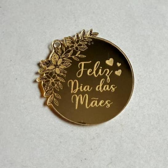 Tag Feliz dia das Mães Aplique 4cm, 5cm e 6cm Acrílico Espelhado - Kit com Várias Unidades