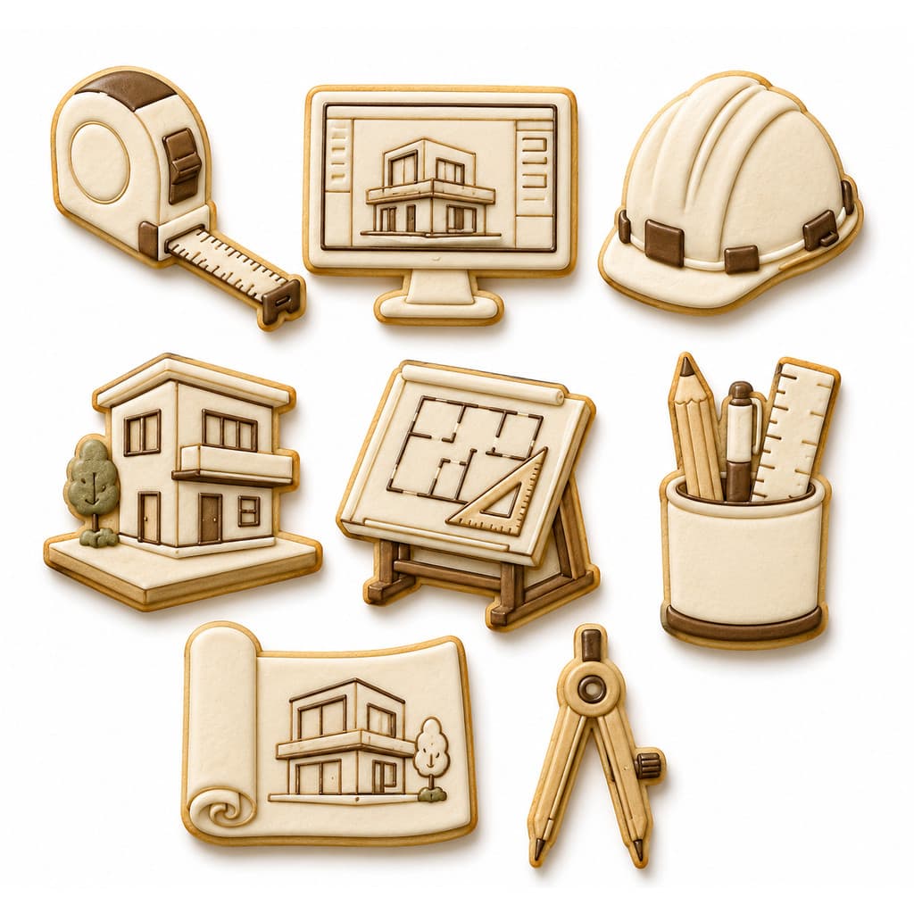Kit 08 Cortadores Biscoitos Tema Arquiteto Engenheiro Civíl