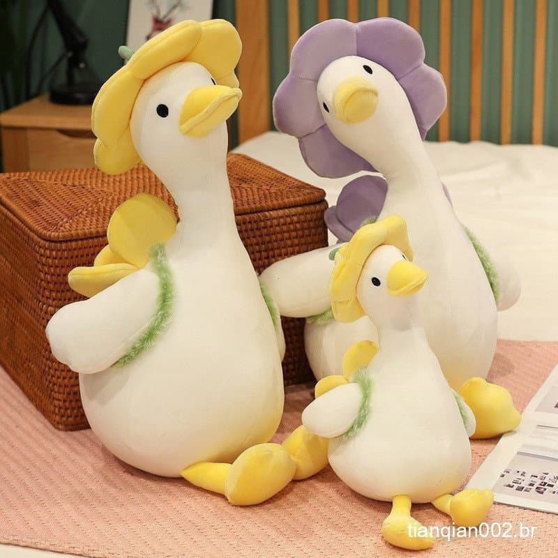 Ins influenciador flor pato cabeça flor bonito brinquedo pato de pelúcia boneca pato casal presente PXAX