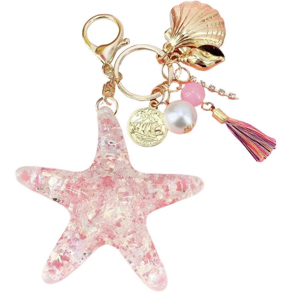 Verão Oceano Tema Estrela Do Mar Pérola Concha Chaveiro Bonito Bolsa Encantos Decoração Chave Carro Pingente Acessórios
