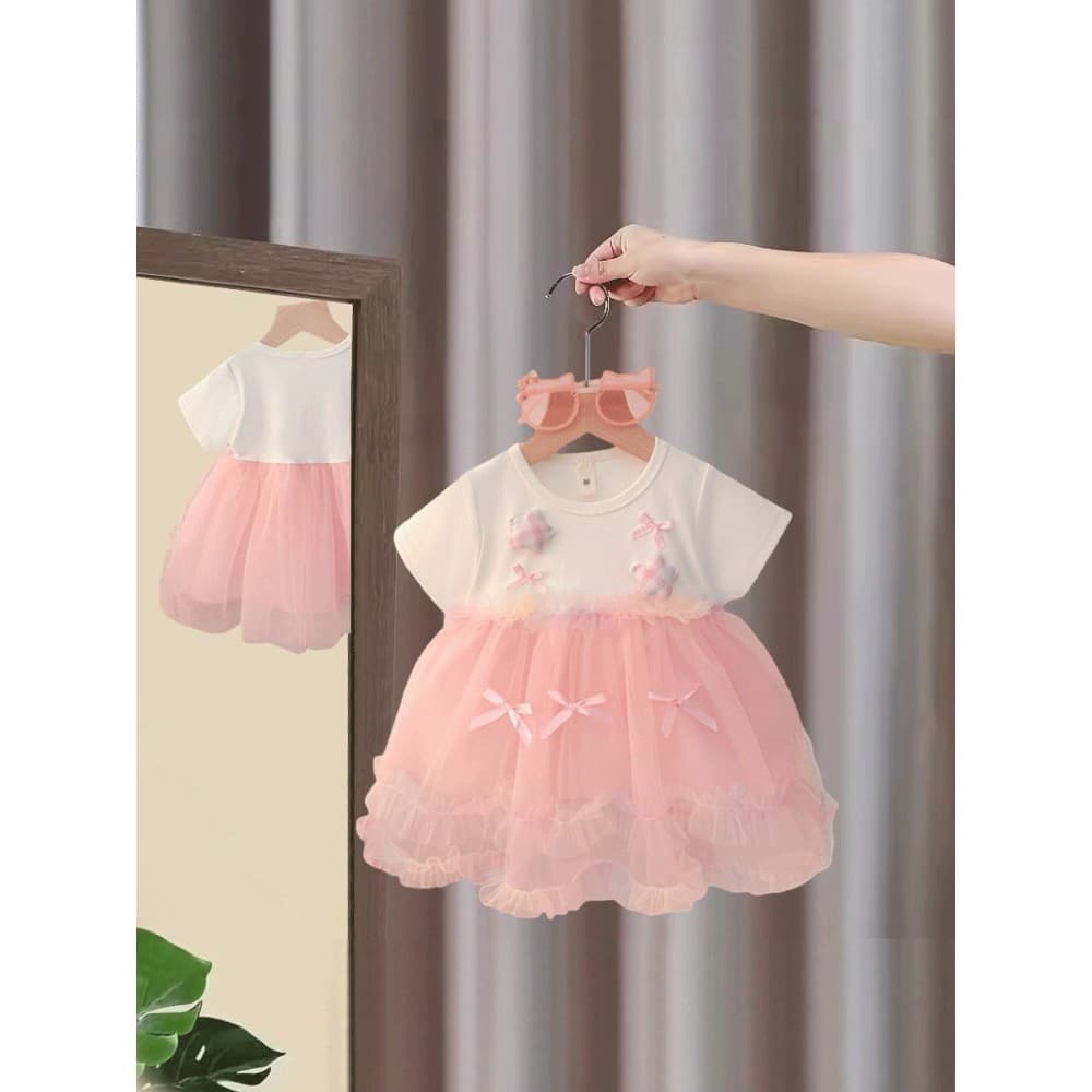 Meninas vestido 2026 verão novo estilo crianças influenciador moda vestido de princesa gaze fofo estilo coreano saia ele