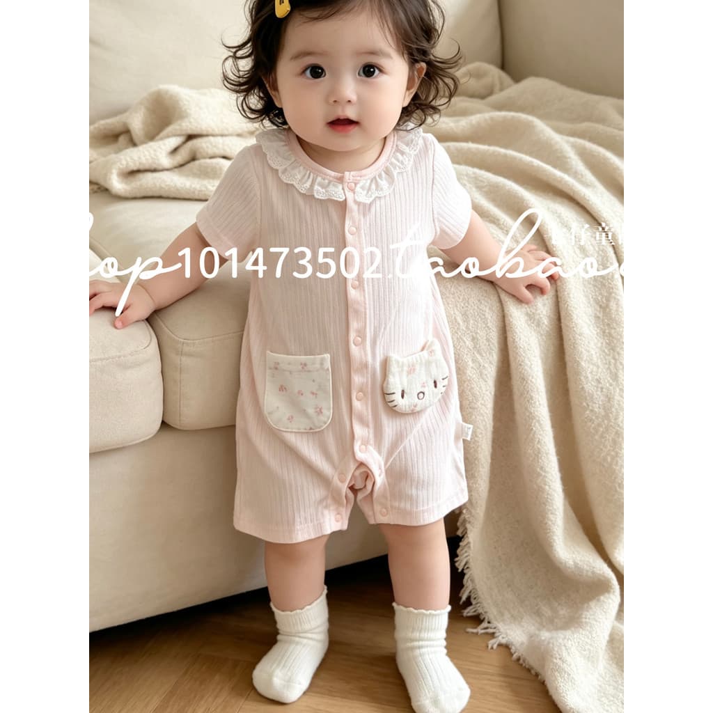 Estilo coreano bebê de manga curta macacão bebê menina Super bonito verão macacão princesa macacão respirável roupas de