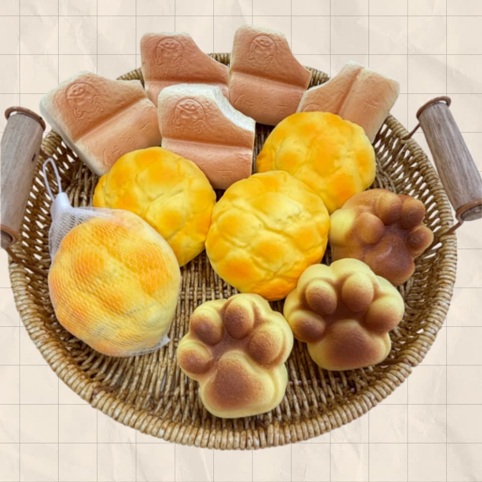 Brinquedo macio de pão em estilo Xiaohongshu, de PU, com retorno lento, simulação realista de comida, pequeno brinquedo