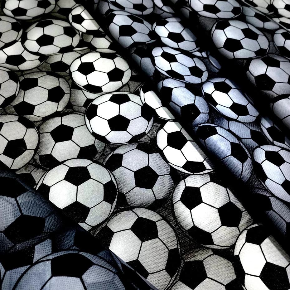 TNT Estampado Bola de Futebol - Decoração Festa Toalha de Mesa Painel Por Metro - 1,00m a 3,00m - 1,40 de Largura