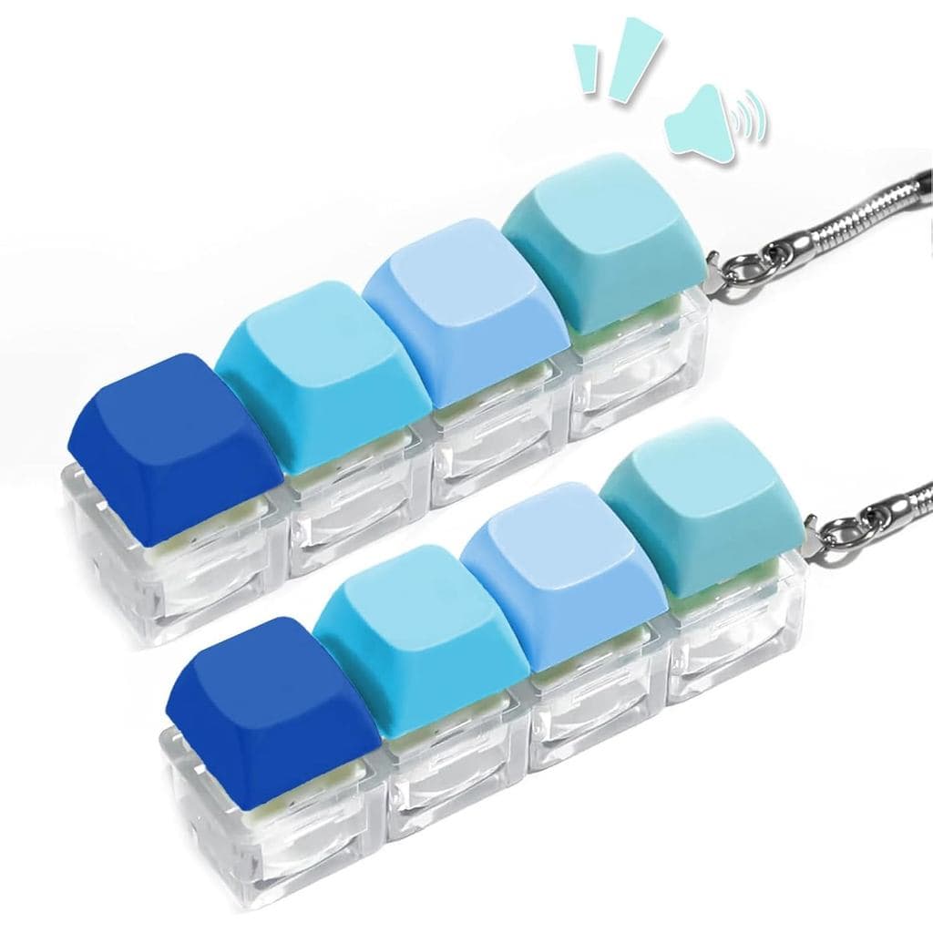 2 Peças de Brinquedo Anti-estresse em Forma de Teclado, Mini Brinquedos de Descompressão com 4 Teclas, Chaveiro Anti-str
