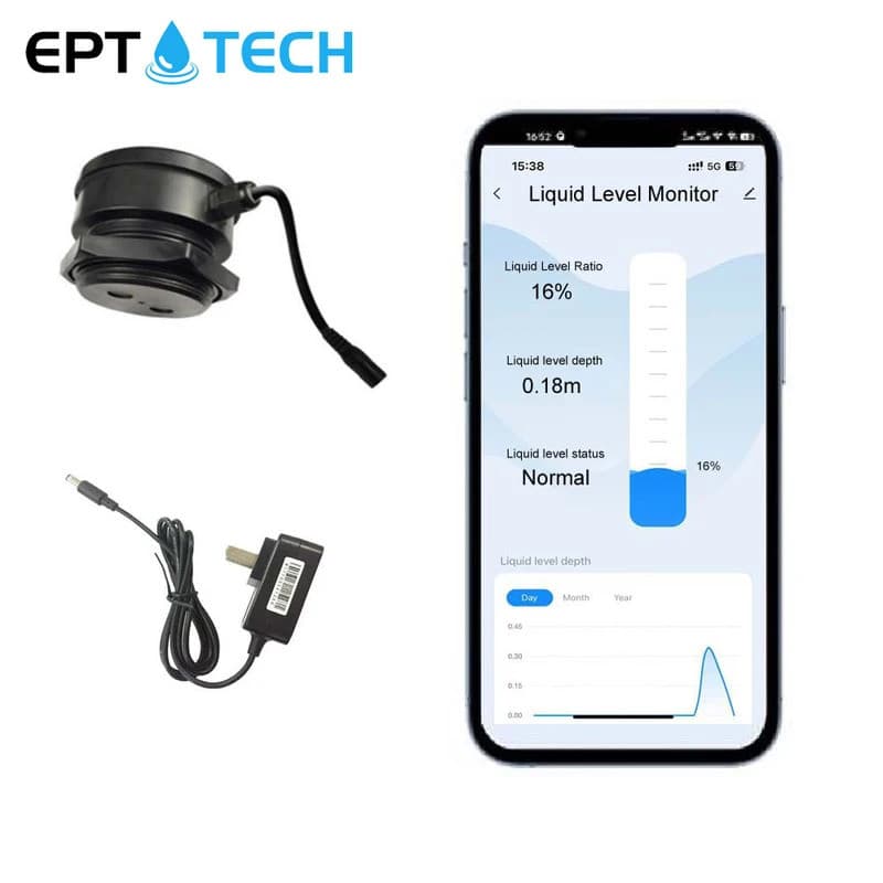 Detector Ultrassônico Sem Fio com Aplicativo Móvel, Sensor de Nível de Líquido para Água, Combustível e Óleo, Indicador