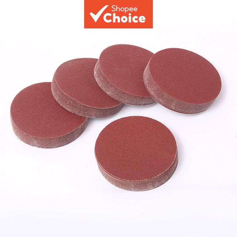 [Discos de Lixa Redondos 100pcs] Discos de lixa de 3/4/5 polegadas, lixa abrasiva vermelha, suporte de rede com velcro,