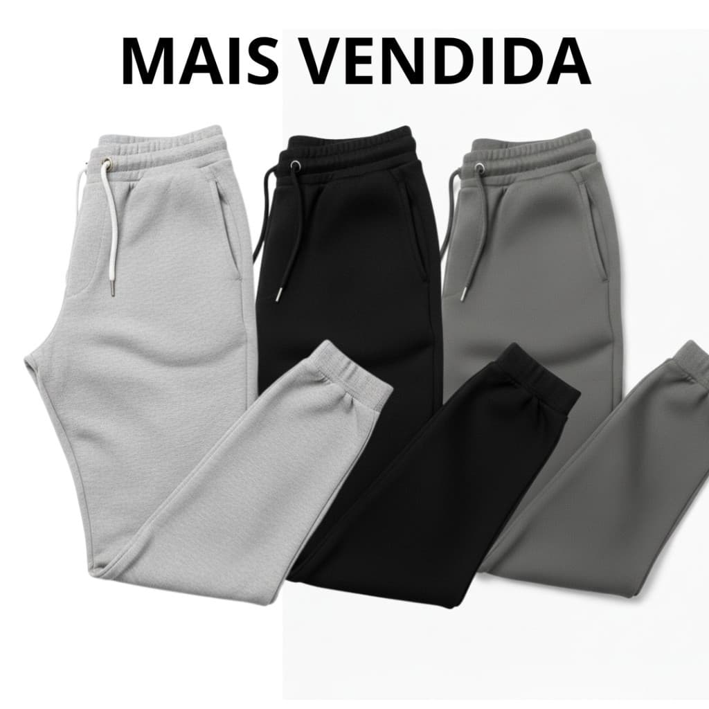 Kit Calça de Moletom Algodão com Elástico e Punho Conforto e Estilo