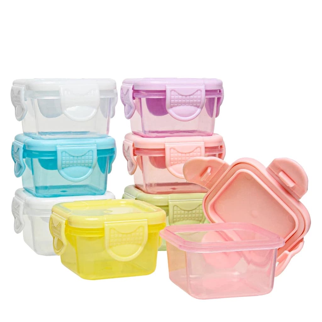 Kit c/8 Mini Potes para Congelar Papinha c/ Tampa Hermética Porta Leita em pó Frutas para Bebe adultos