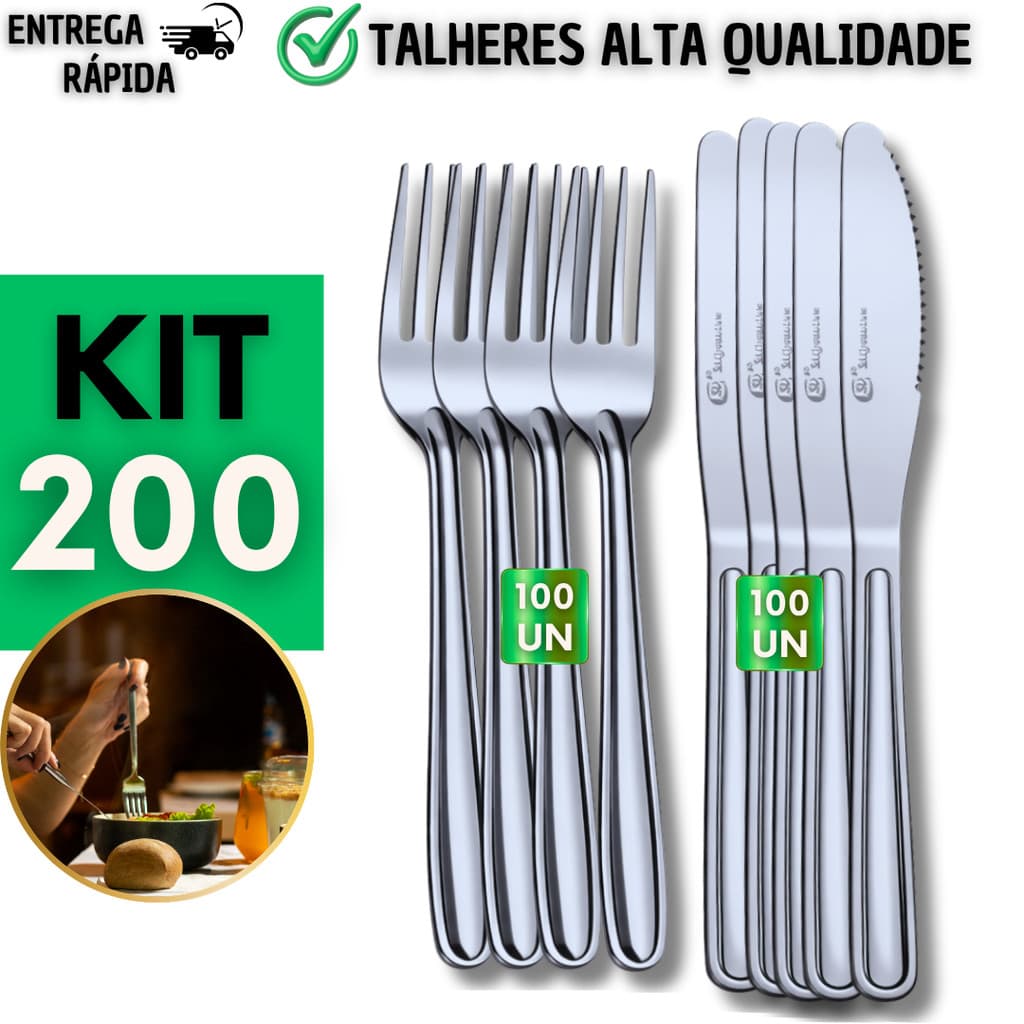 Talher Garfo Faca Cozinha  200/150/100/50 Inox  Restaurante Gafos Facas Utilidades Culinária Talheres Talher