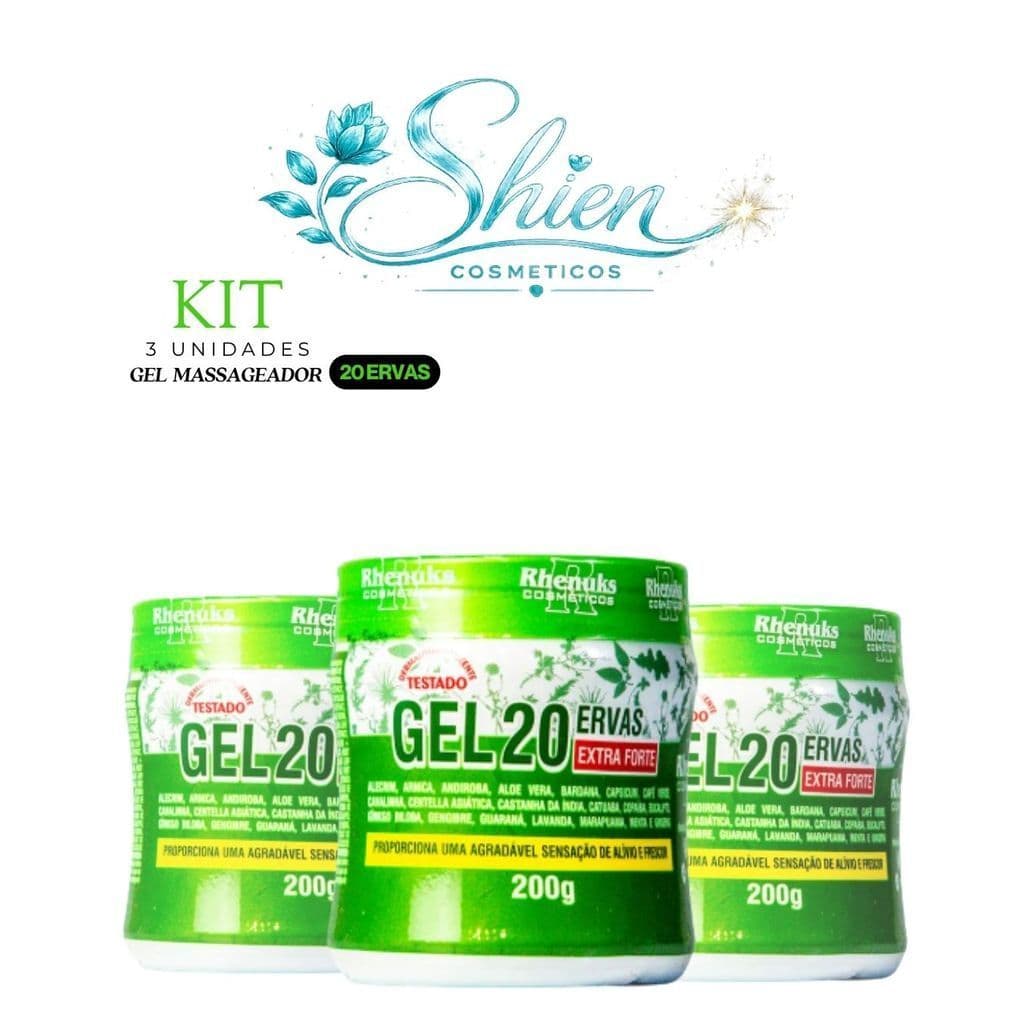 Kit 3 Unidades Gel Massageador Vinte Ervas Rhenuks