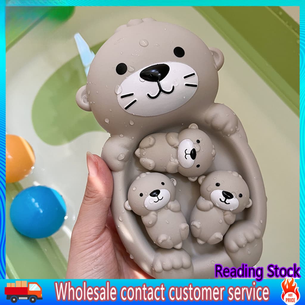 Conjunto de Banho Família Lontra, Brinquedos Aquáticos para Crianças, Adoráveis e Macios para Natação Divertida, Brinque