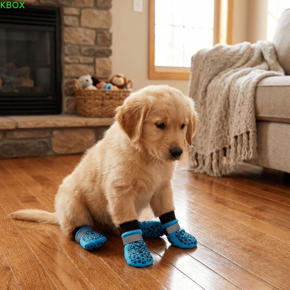 Meias Antiderrapantes Para Cães KBOX , Reflexivas Ajustáveis Sapatos De Cachorro , Capas Macias Anti Lambidas Pés