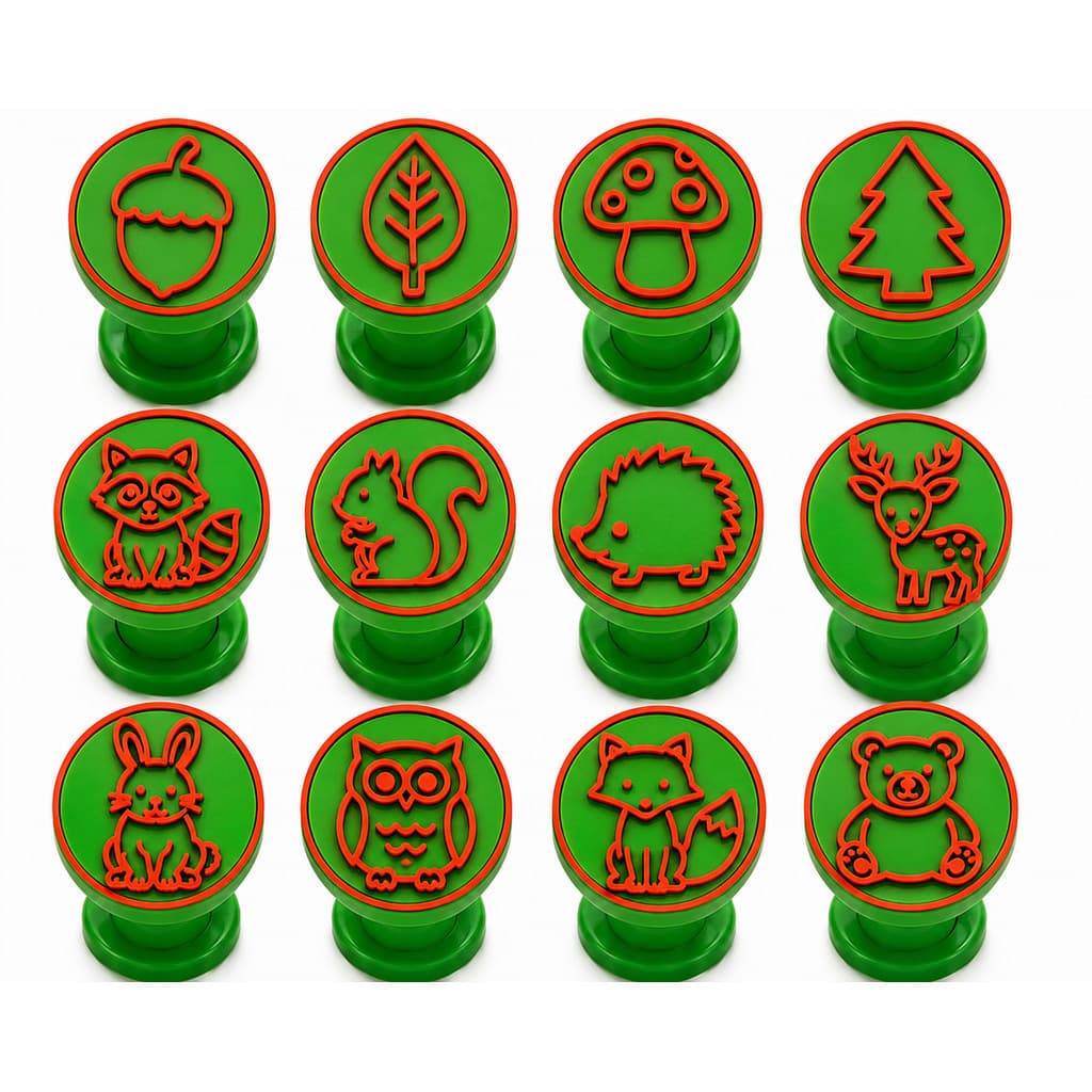 Kit 12 Carimbos para Doces Tema Bosque | Brigadeiro, Fondant e Pasta Americana