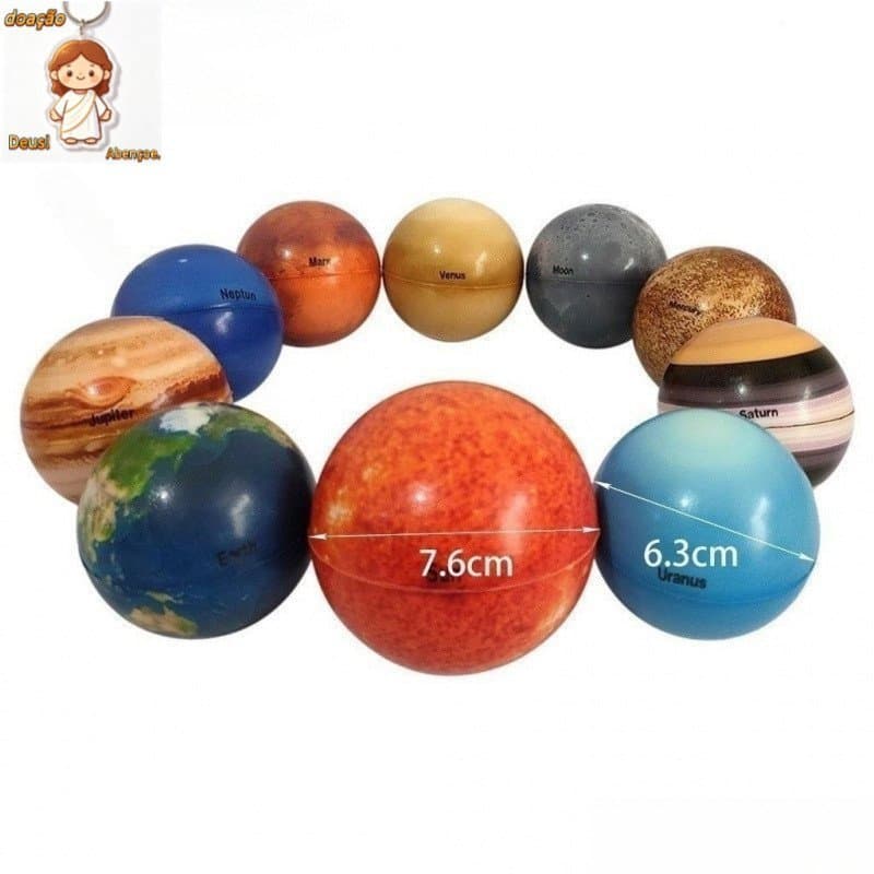 Um Conjunto De 10 Sistemas De Energia solar Em Formato De Planetas , Com Tamanho De 6.3 cm . JKNV JXKQ