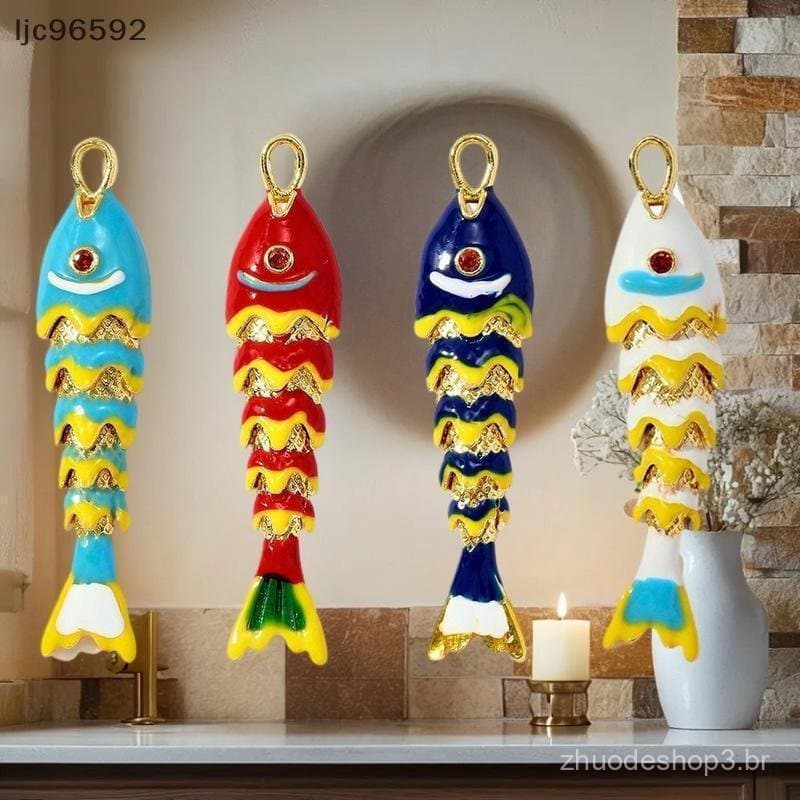 Pingente em formato de peixe esmaltado, padrão de carpa banhado a ouro, acessório de joalheria, pingente DIY, metal m