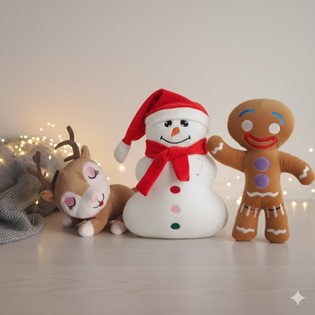 Kit 3 Pelúcias natal Homem biscoito/ rena/ boneco de neve  Pelúcia natal