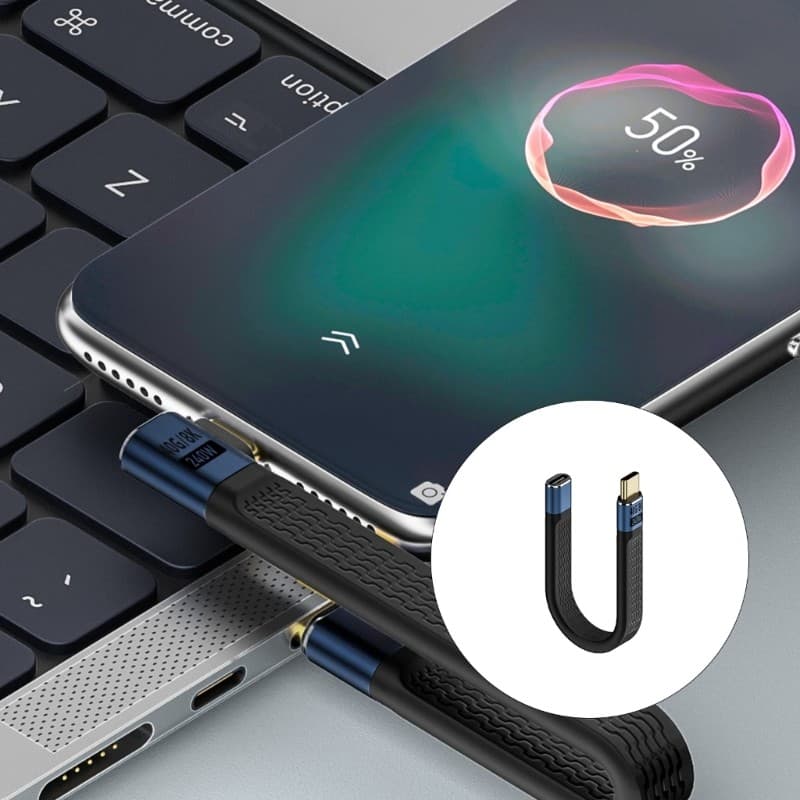 Melhor Cabo De Carregamento USB C Curto Com Entrega De Energia De 240 W , Design Flexível De Transferência De Dados De 4