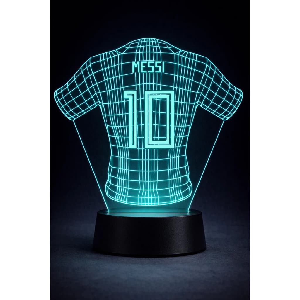 Luminária Led 3d Messi Camisa 10 Argentina Abajur Decorativo