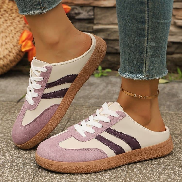 Salto baixo plano de borracha PU (menor a 3 cm) Baotou Sports Casual Sapatos femininos de treinamento alemão