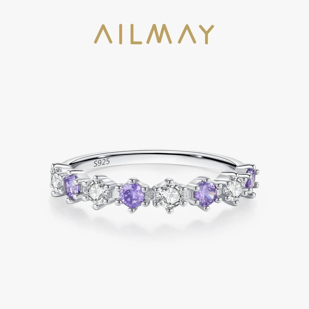 O anel vintage de zircônia roxo claro da Almei, feito de prata esterlina 925, é o presente perfeito para mulheres em oca