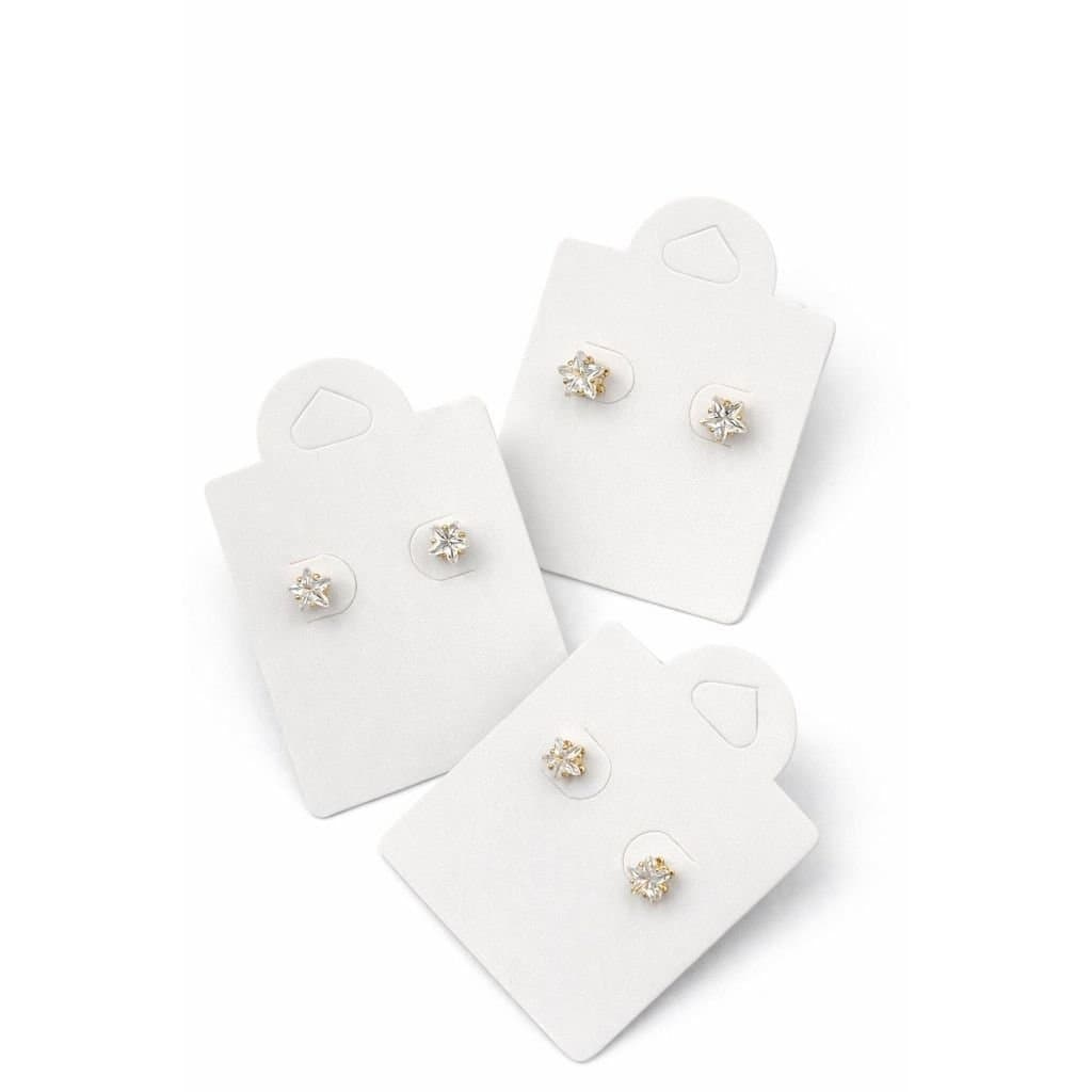 Trio Brincos Estrelas Zircônia 4, 5 e 6mm Folheado a Ouro 18k Alta Durabilidade Semi Joias Delicadas