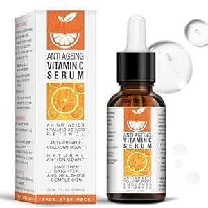 Sérum Facial de Vitamina C - Antienvelhecimento e Aumenta o Colágeno |   Sérum de Vitamina C com VC e Ácido Hialurônico