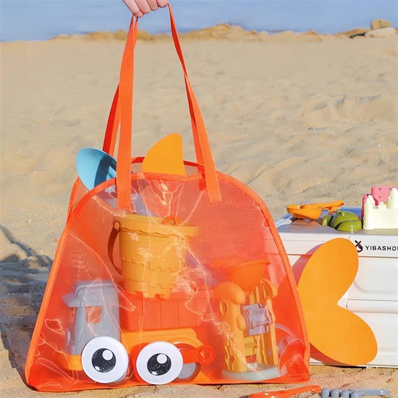 Bonito saco de praia de grande capacidade saco de armazenamento de brinquedos de escavação de areia à beira-mar viagem o