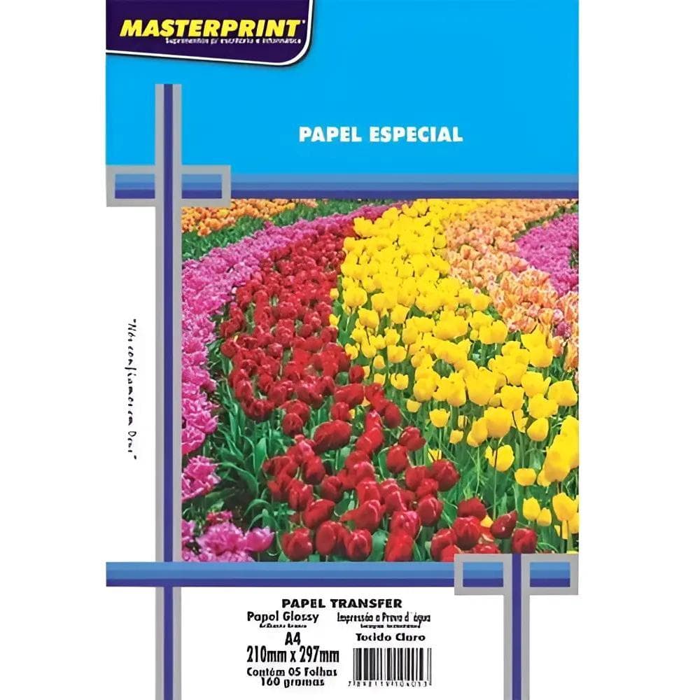 Papel Transfer Masterprint Tecido Claro A4 160g - Pt C/ 5 Un Branco