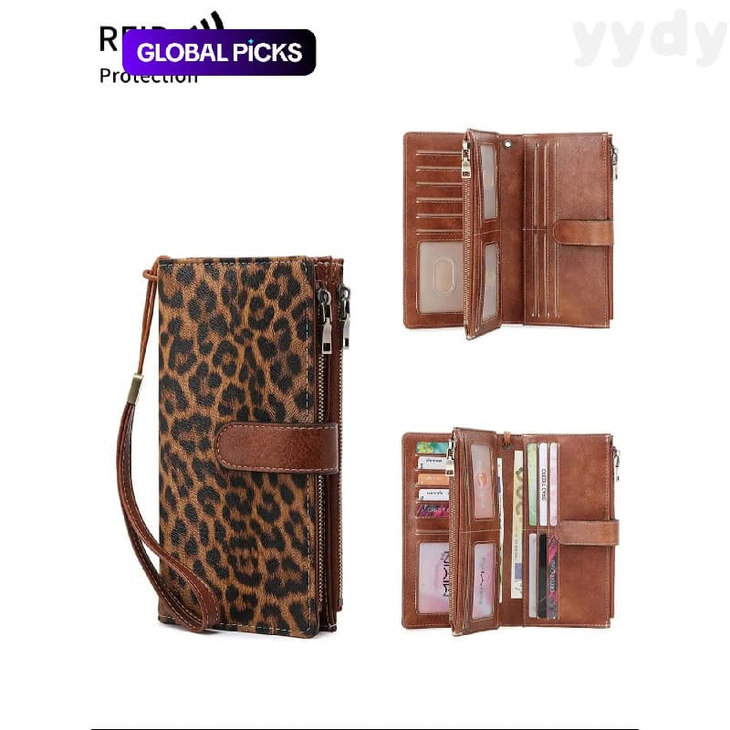 Carteira Longa com Zíper e Padrão de Leopardo, Casual, Versátil e Estilosa para Mulheres, Carteira Moderna e Versátil, P