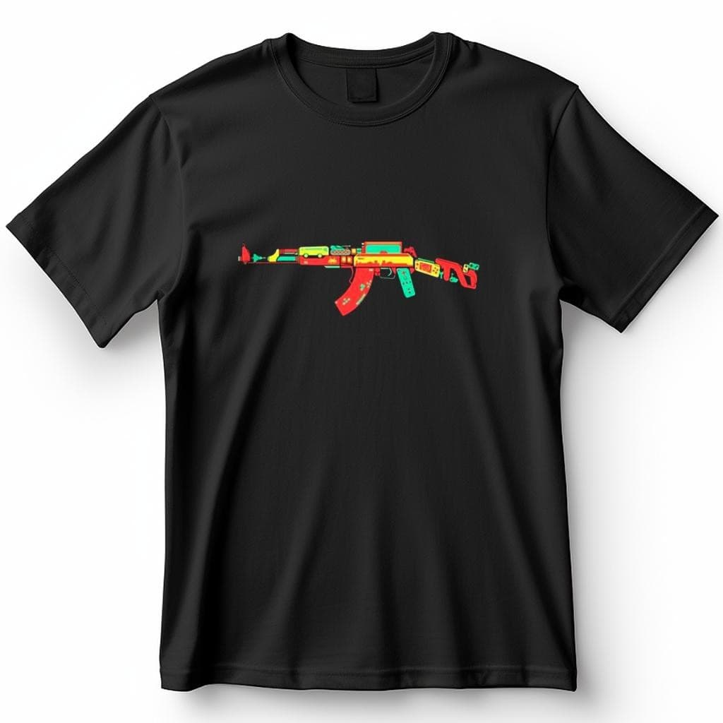 Camiseta com estampa do Counter Strike AK 47 Colorida Clássica Blusa Camisa 100% Algodão