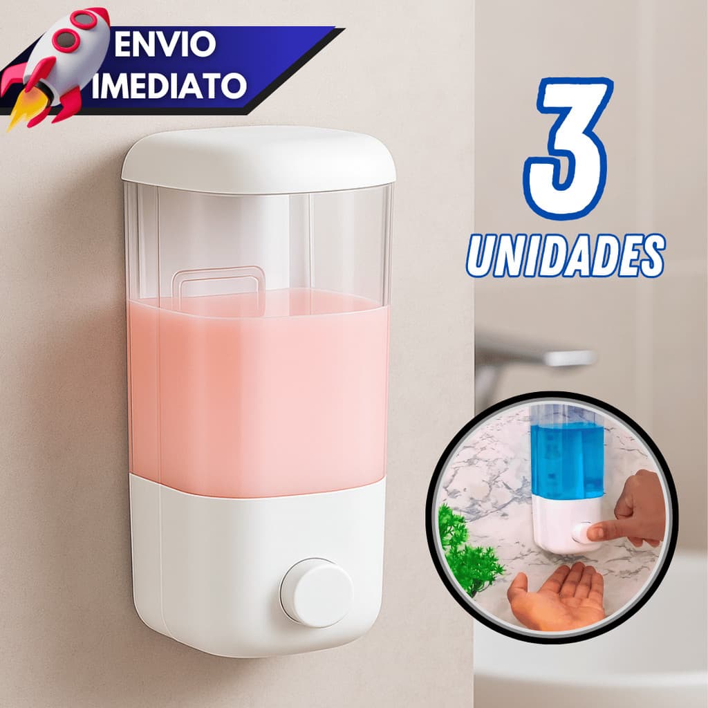 Kit 1/2/3 Dispenser de Parede para Cozinha Banheiro Sabão Detergente Sabonete Líquido Álcool em Gel