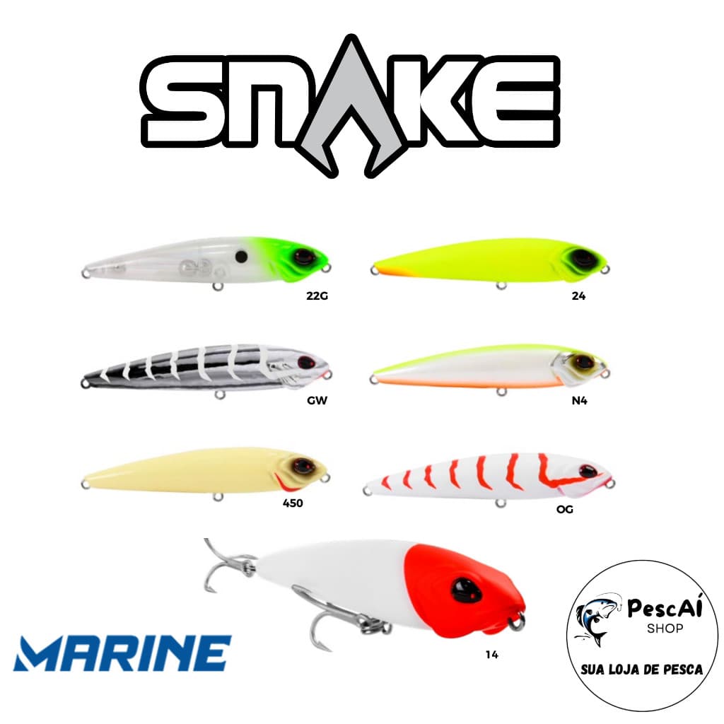 Isca Artificial - Marine Sports - Snake 90 - Superfície - Floating - 9 cm - 11 g - Tucunaré