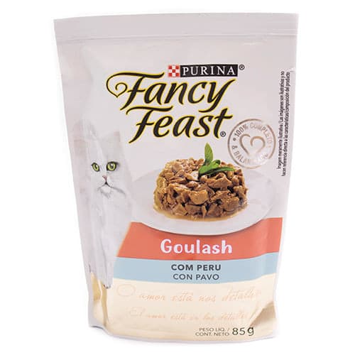 Ração Úmida Fancy Feast Sachê Goulash para Gatos Adultos sabor Peru 85g