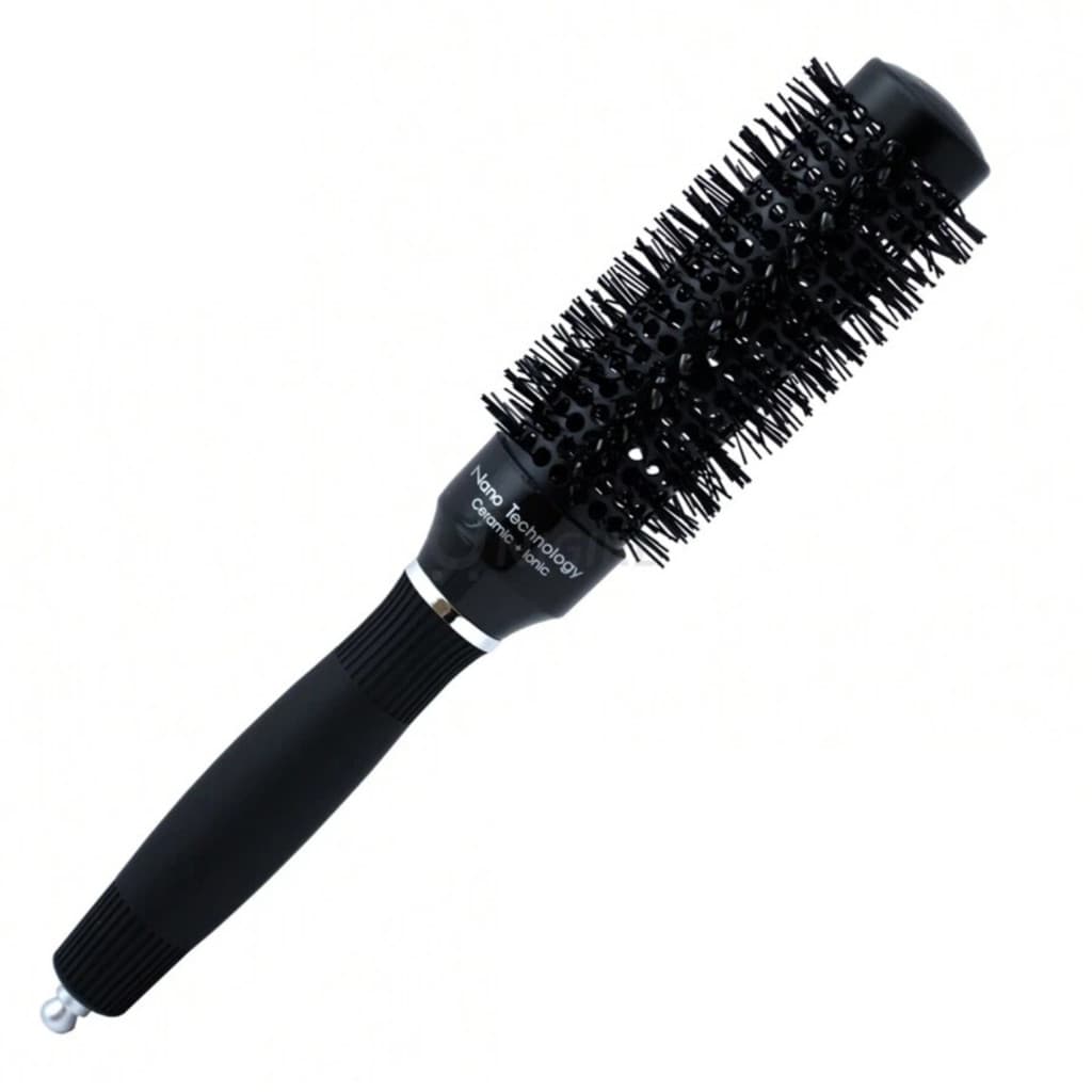 Escova de Cabelo Nano Technology Preta 50mm Profissional Redonda Anti-Frizz para Secagem Rápida e Brilho nos Fios