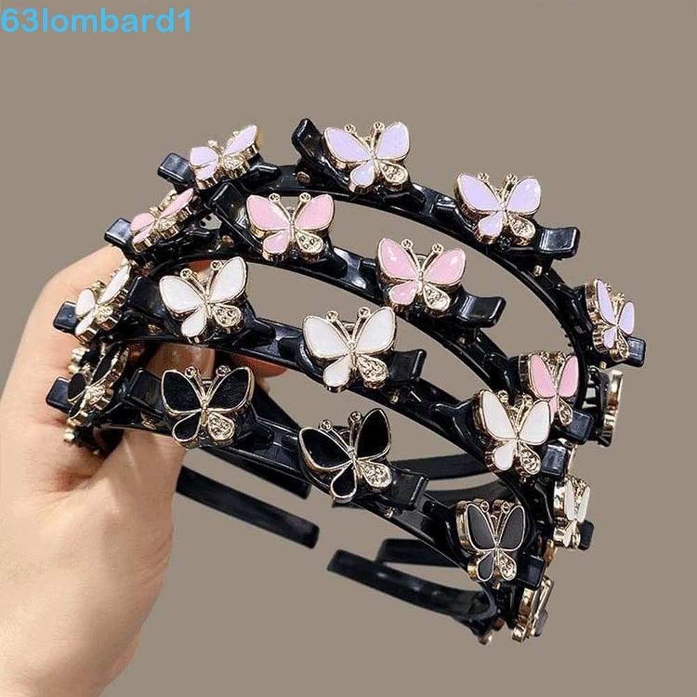 LOMBARD1 Faixas De Cabelo Com Clipes , Argola Elegante E Doce Feminina Borboleta , Ferramenta De Tecelagem De Plástico F