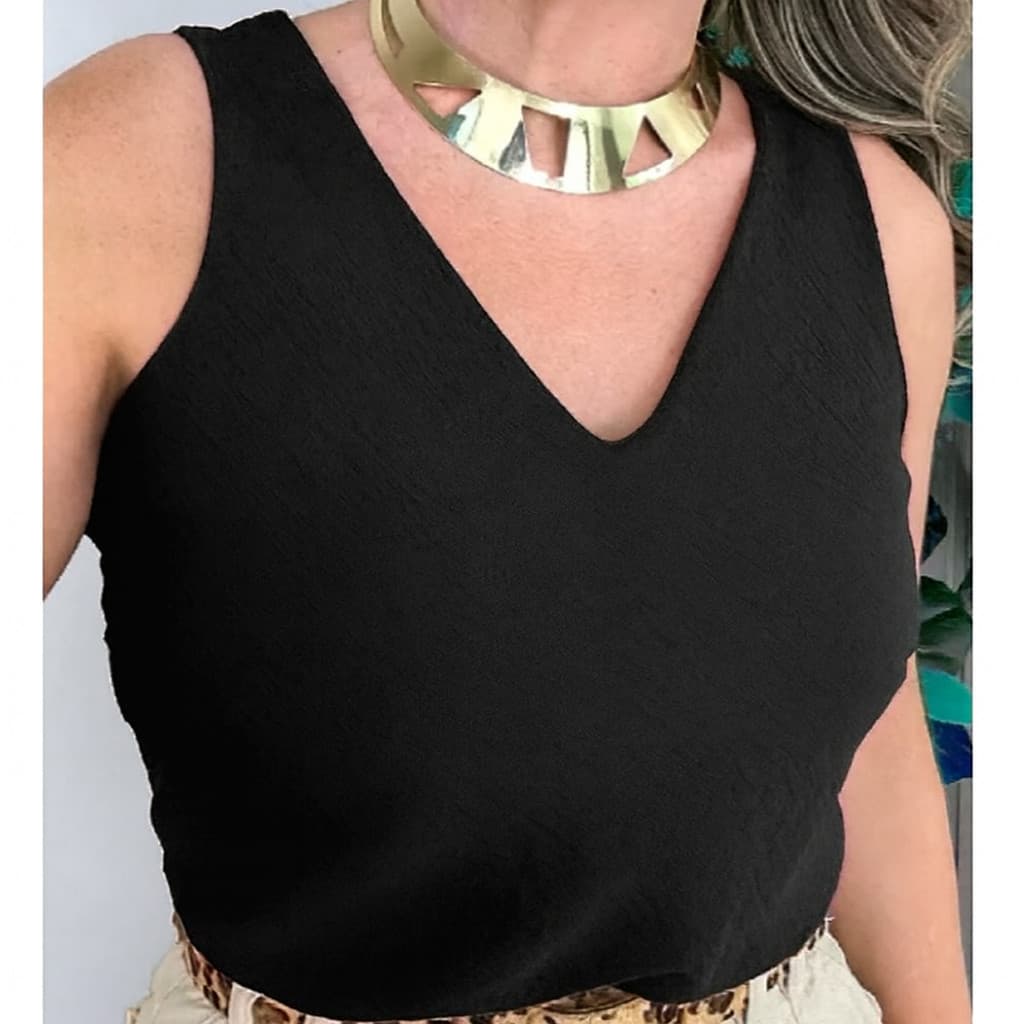 Blusa Regata Feminina Alça Larga Grossa Duna Lisa Básica