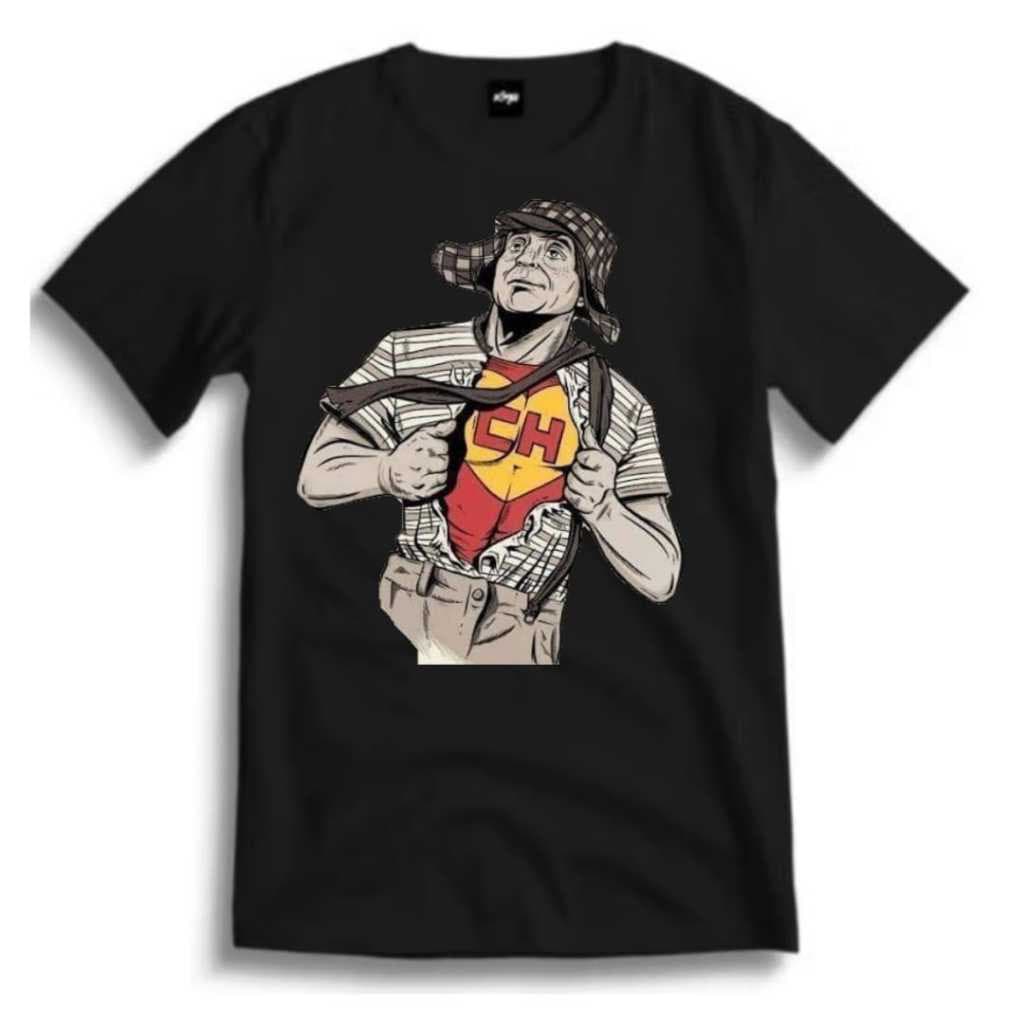 Camiseta Turma do Chaves Camisa Chapolin Varias Estampas Preta Algodão Linha Premium - P ao GG