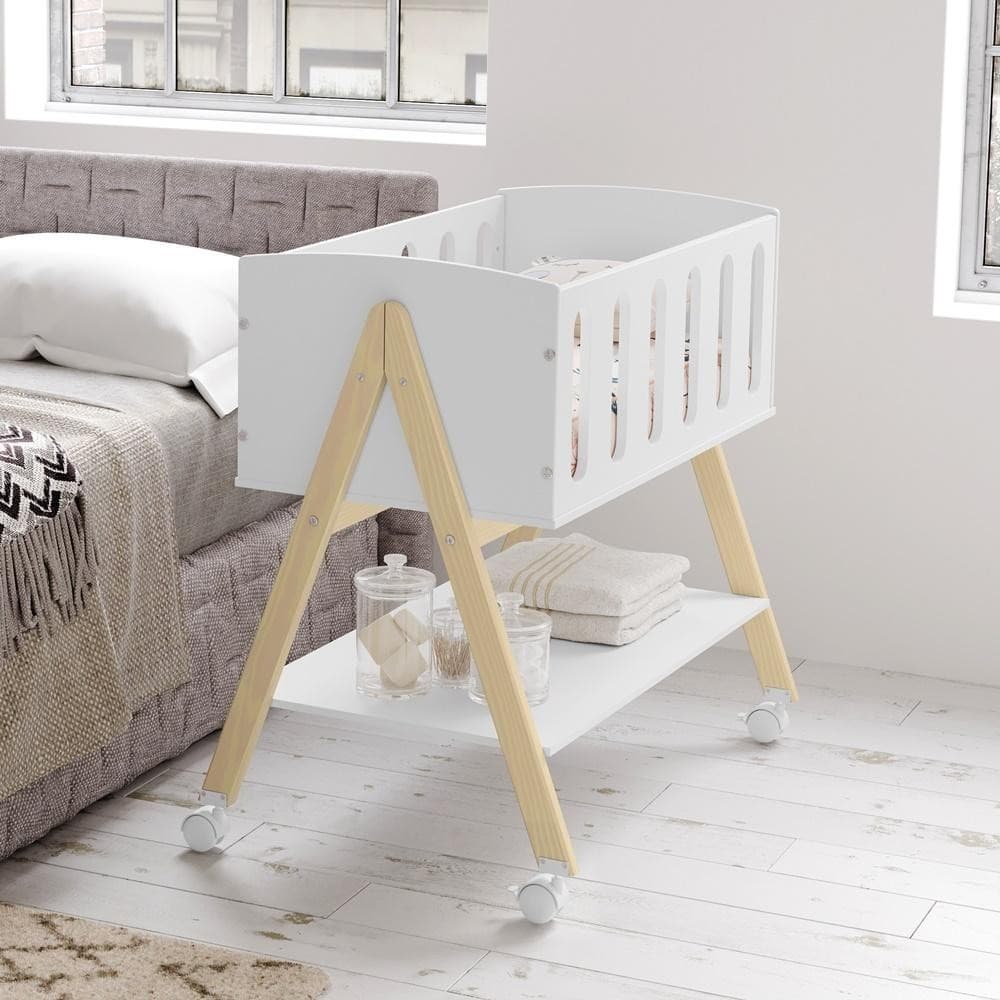 Mini Berço Sissi Matic Branco Natural Para Bebês