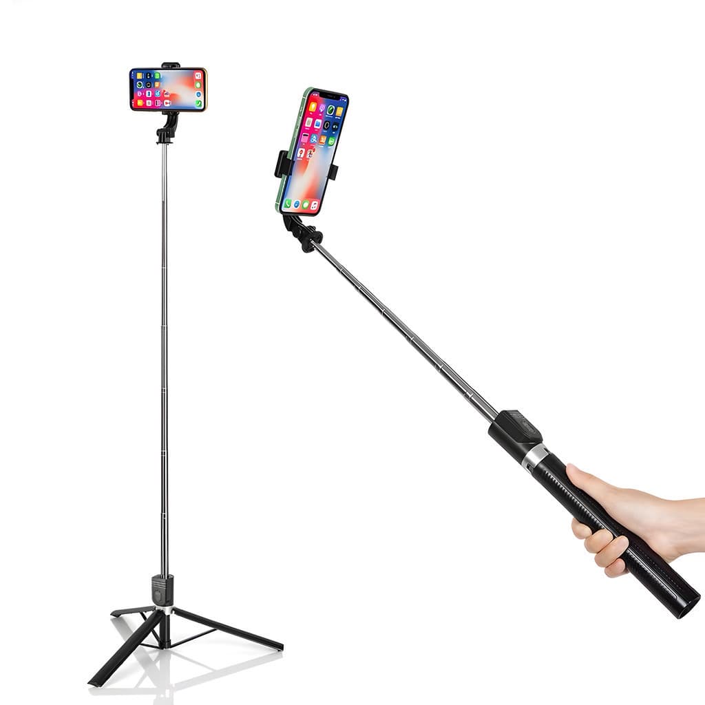 Tripé de bastão de selfie para celular de 1,7 m controle remoto integrado portátil
