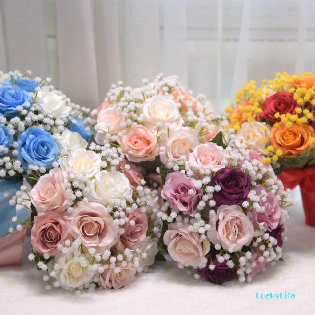 Buquê De Casamento Buquês De Rosas Artificiais , Adereços Para Cabine De Fotos , Decorações
